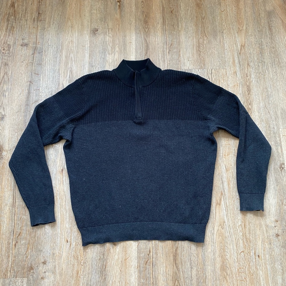 Perry Ellis Quarter Zip Blue Gray Sweater Medium
